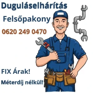 Professzionális duguláselhárítás Felsőpakony egész területén – több mint 20 év tapasztalattal, fix árakon, bontás nélkül.