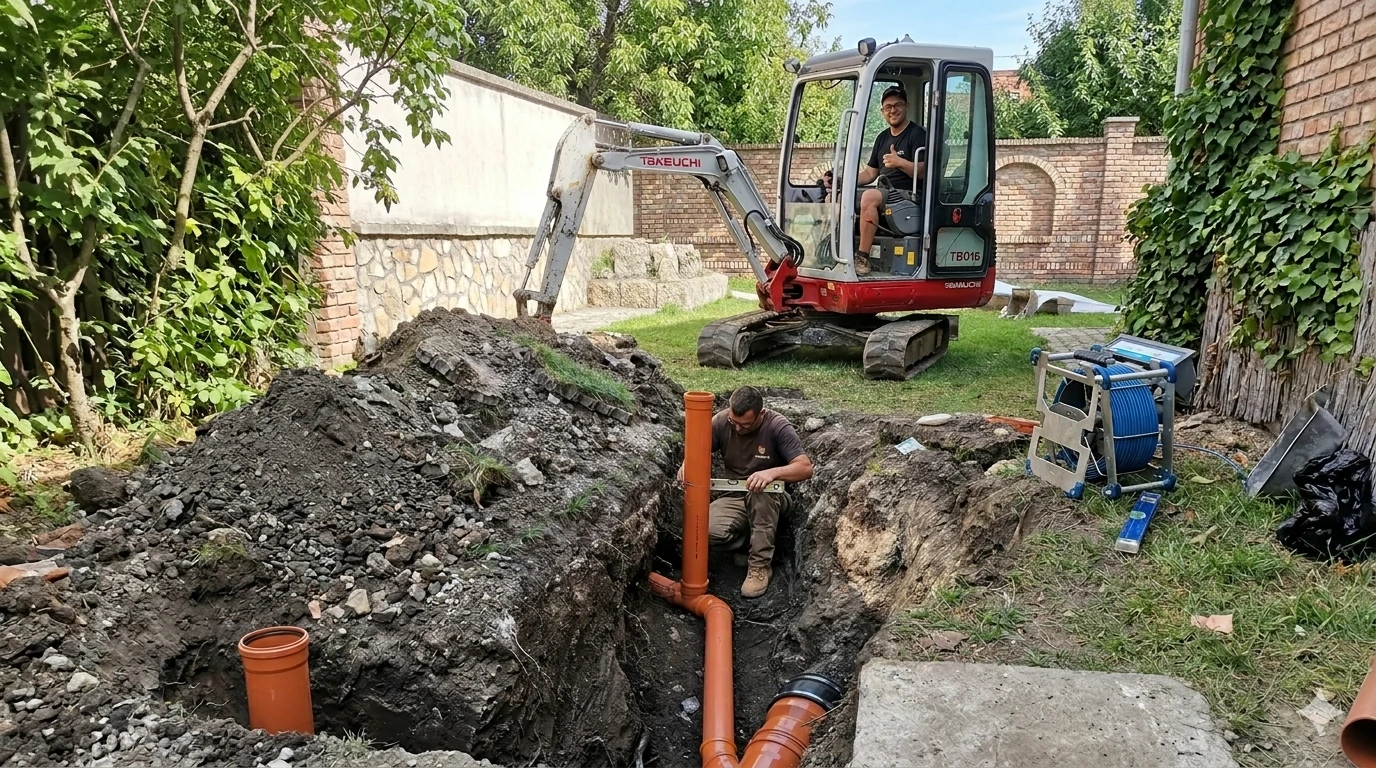 Csatornajavítás Alsónémediben – kültéri alapvezeték és csatorna bekötés javítás – Drain Expert Kft.